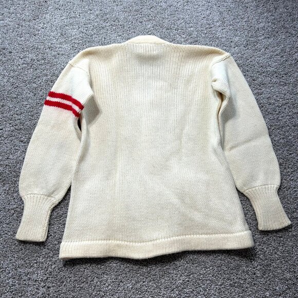 Knitting Masters Vintage 1950s Princeton Wool Cardigan Sweater W/ Red Stripes - Picture 6 of 7